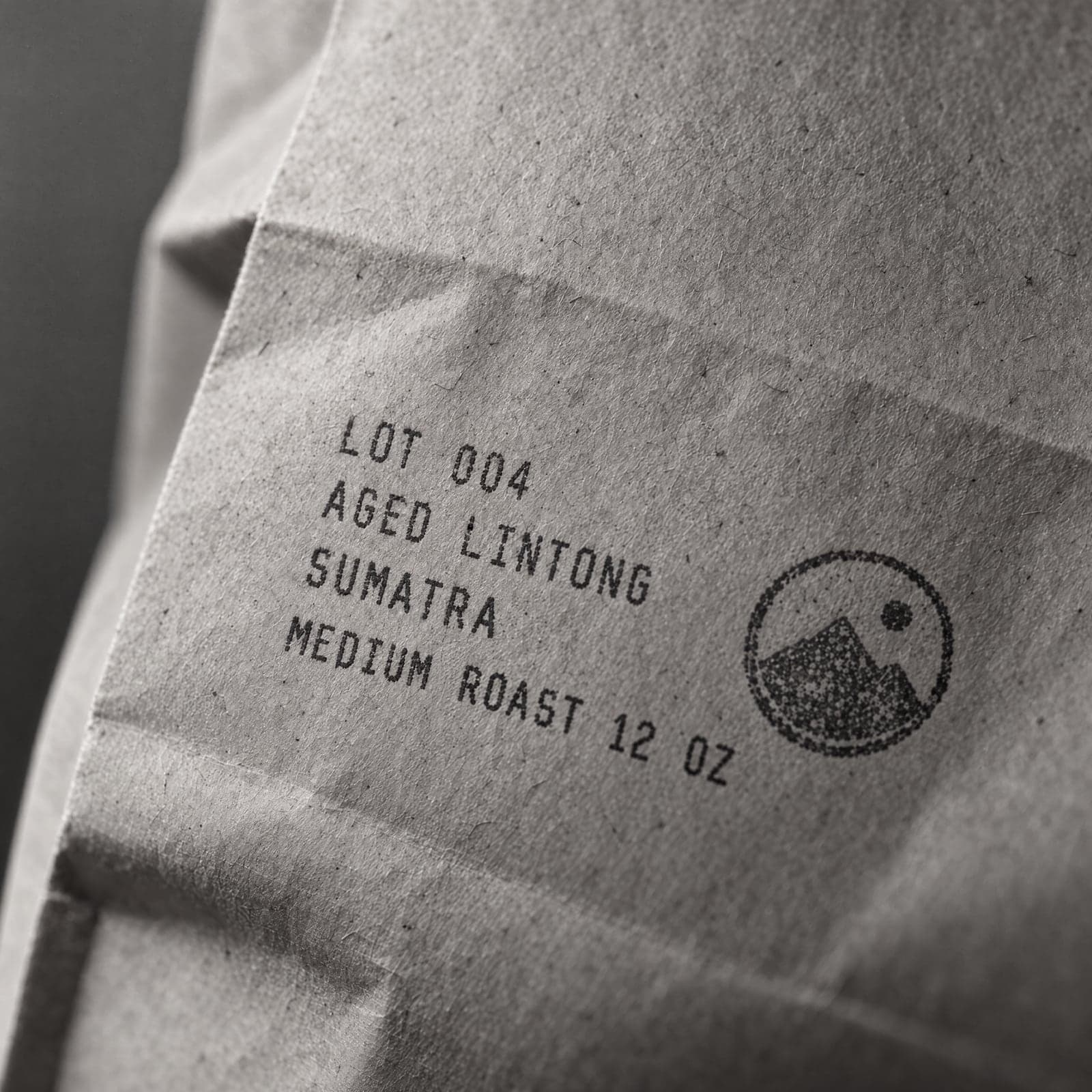 Lot 004 label on kraft paper, close